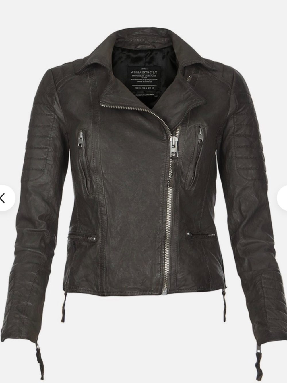 All Saints Slate Biker Spitalfields Jacks Place Leather Jacket - Picture 12 of 14